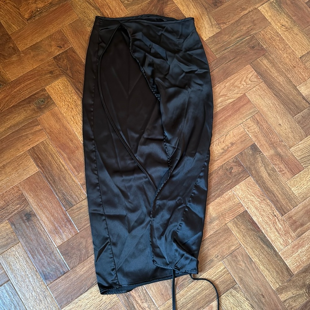 Topshop Asymmetrical Satin Wrap Skirt
